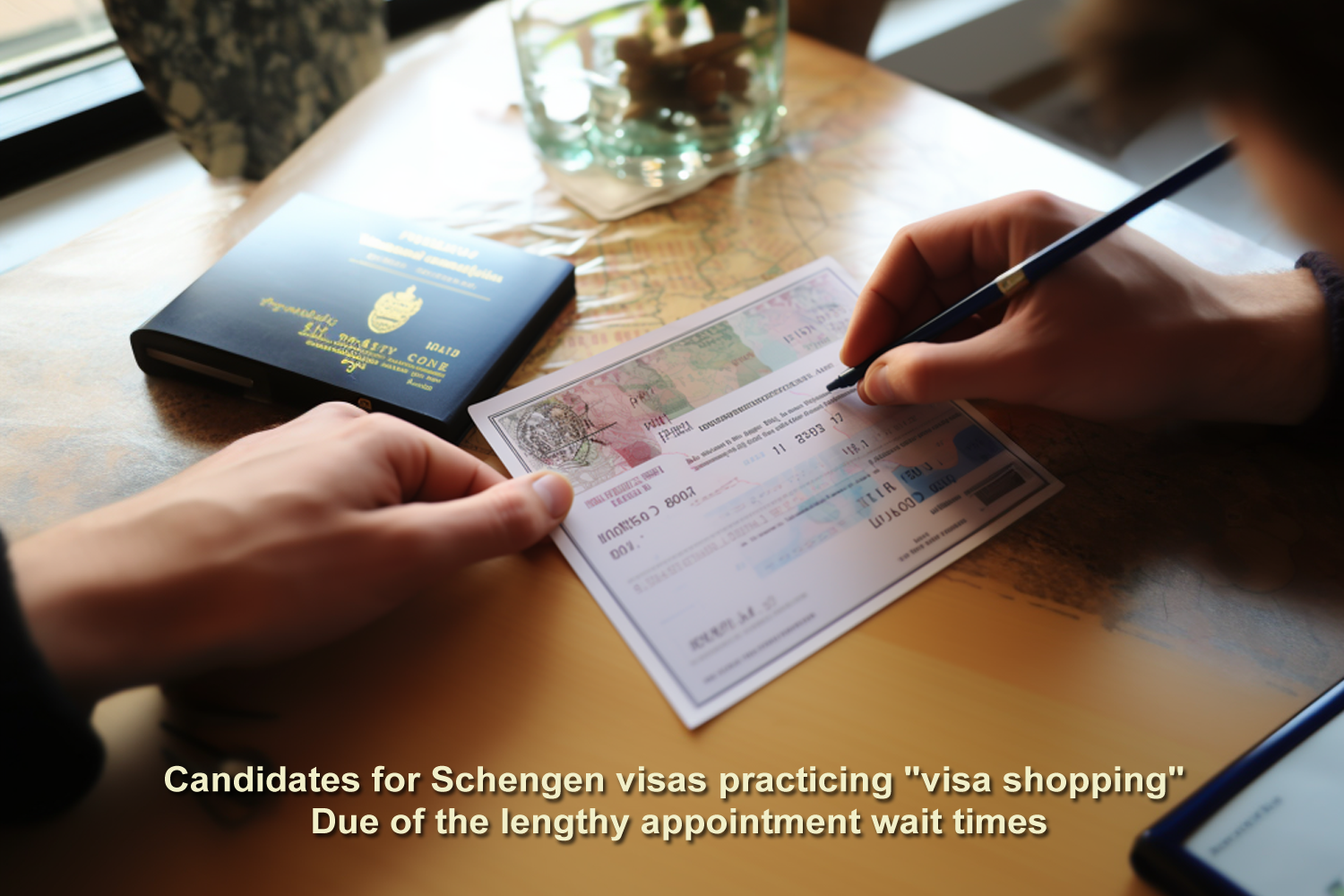 Candidates for Schengen visas practicing 